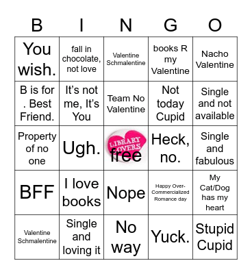 Anti-Valentines Day Bingo Card