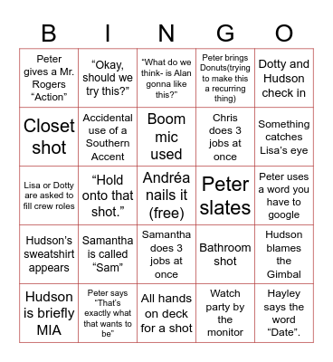 Bad Dates Bingo Card