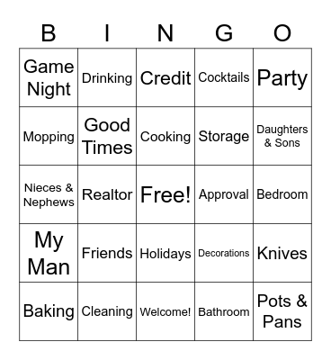 Tracy & Troy's Housewarming Bingo Card