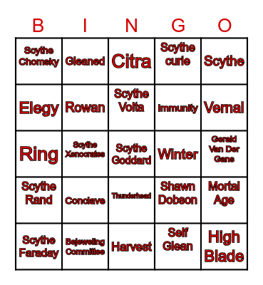 Scythe Donnie Bingo Card