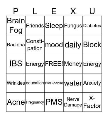 Plexus Bingo Card