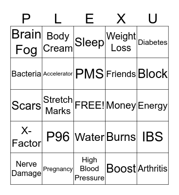 Plexus Bingo Card