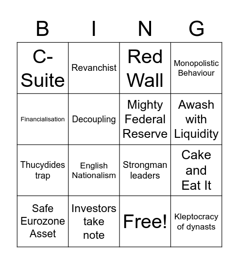 Opinion Page Bingo Card