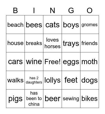 TPC Bingo Card