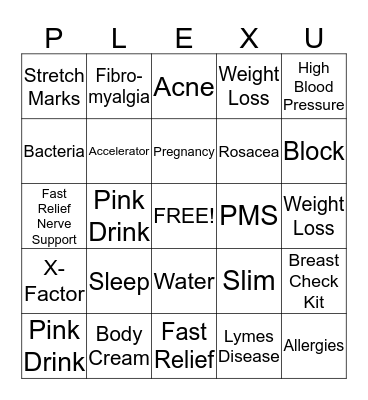 Plexus Bingo Card