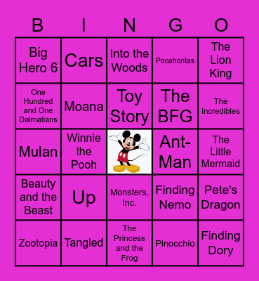 Disney Movies SU664 Bingo Card