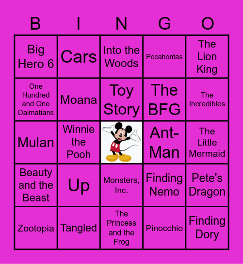 Disney Movies SU664 Bingo Card