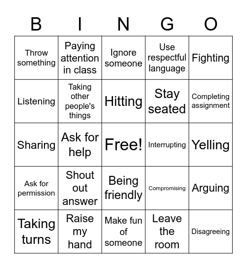 Impact of Choices Bingo Card