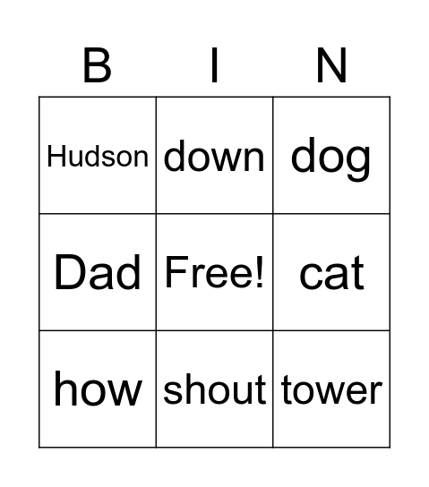 Peyton Bingo Card