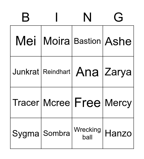 Overwatch Bingo Card