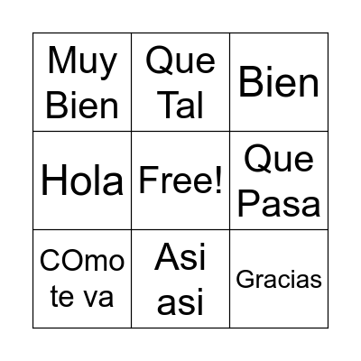 Spanish Greeting Bingo Card