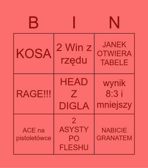 BINGO WINGMAN Bingo Card