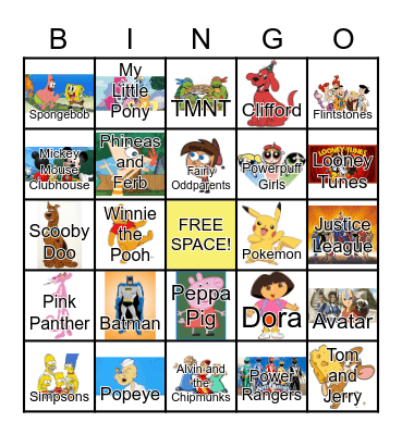 CARTOON BINGO Card
