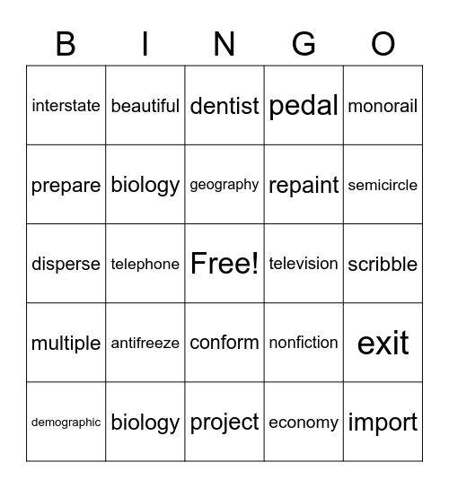 Word Parts: Piecing Clues Together Bingo Card
