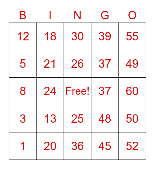 Happy Valentine's Day Bingo Card
