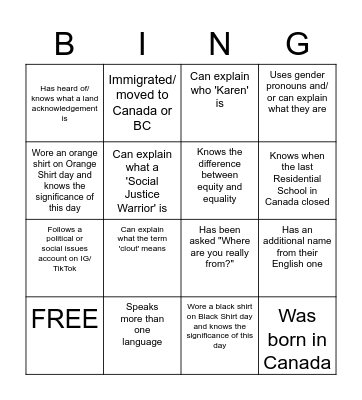 SJ 12 Class Bing..? Bingo Card