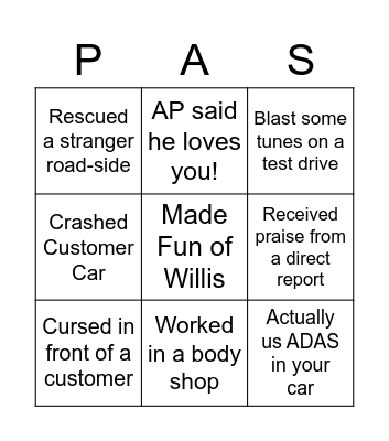 Protech AS Tic Tac Bingo Card