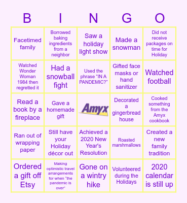 Amyx Winter Bingo Card