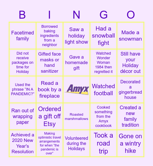 AMYX WINTER BINGO Card