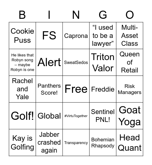 Virtu-isms Bingo Card