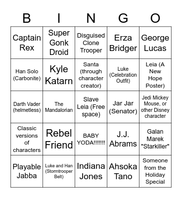 LEGO Star Wars Game Character Bingo (Revision 2) Bingo Card
