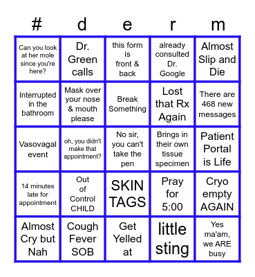 Derm Days Bingo Card