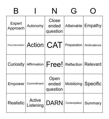 Coaching Bingo Card