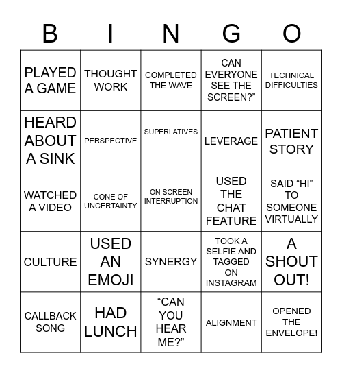 2021 Annual Leadership Kickoff Bingo Card