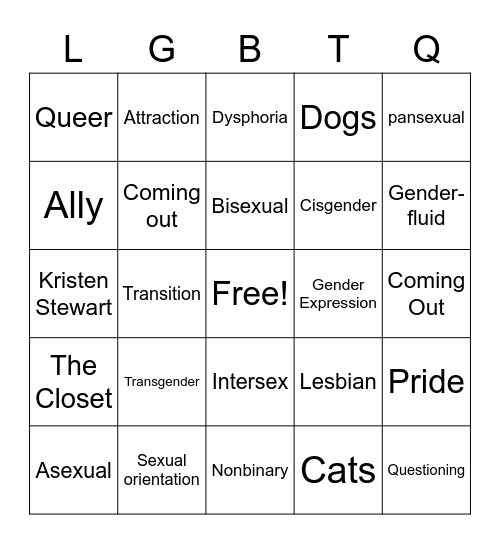 GSA Bingo Card