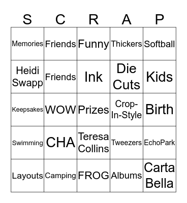 F.R.O.G Retreat Bingo Card