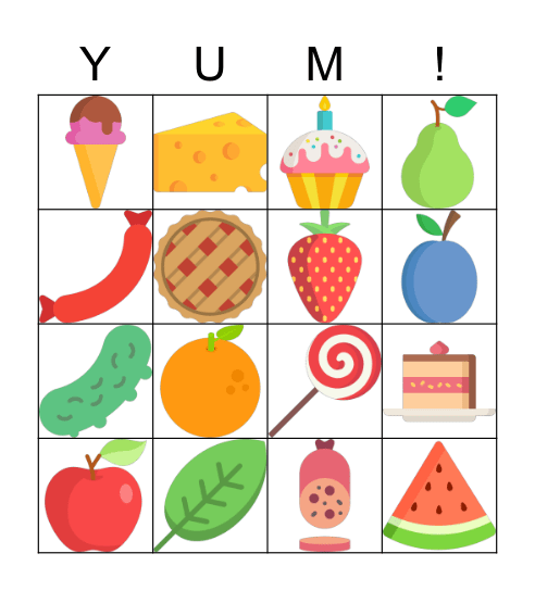 Food Bingo Card