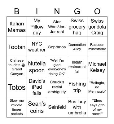 WAKs & NAKs Bingo Card