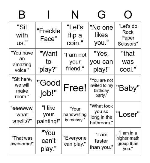 Kindness Bingo Card