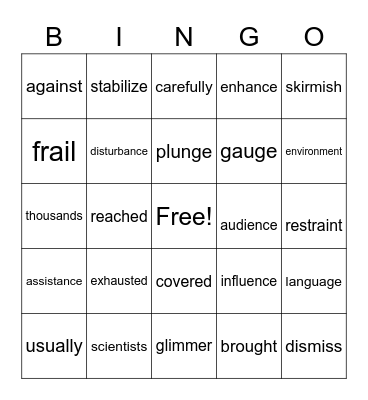High frequency words 5th Bingo Card