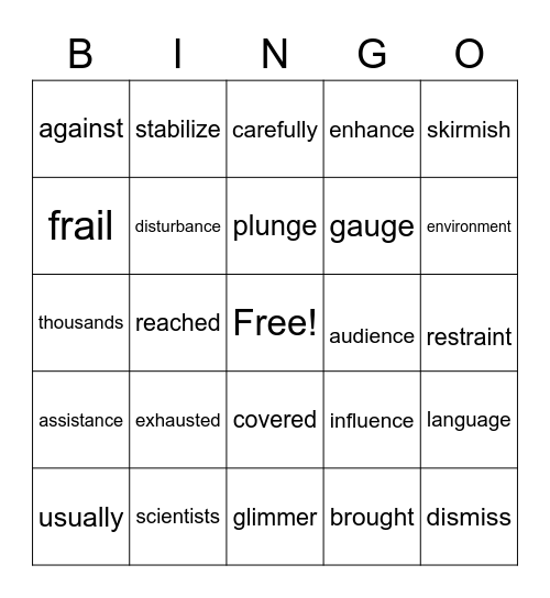 High frequency words 5th Bingo Card