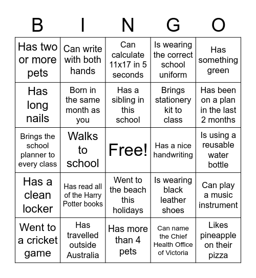 Icebreaker Bingo Card