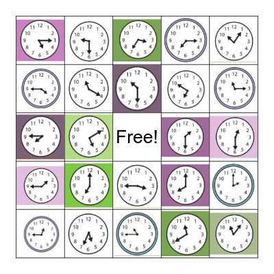 Telling Time to the 5s Bingo Card