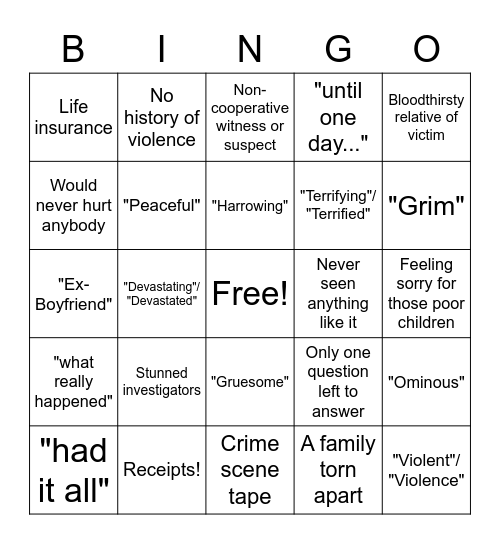 Paula Zahn Bingo! Bingo Card
