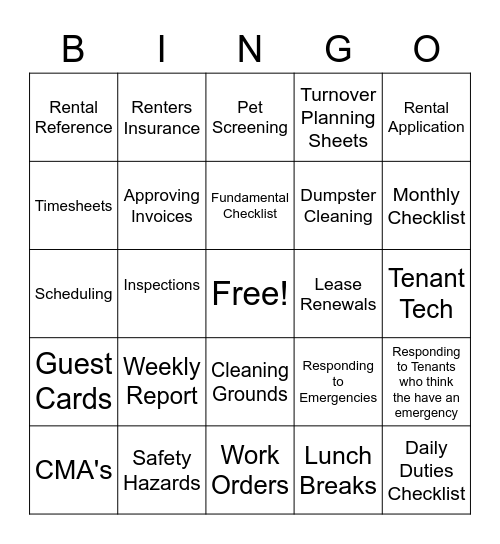 Milestone Bingo Card