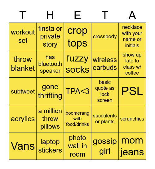 Basic Bi*ch Bingo (BBB) Bingo Card