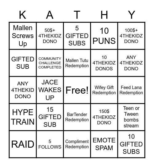 AFK BIRTHDAY BINGO Card