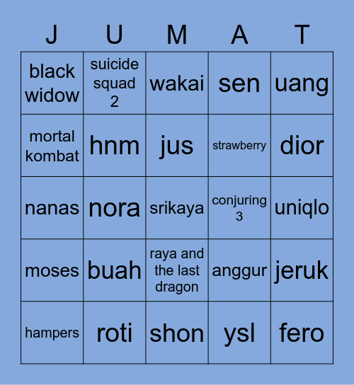 Sen Bingo Card