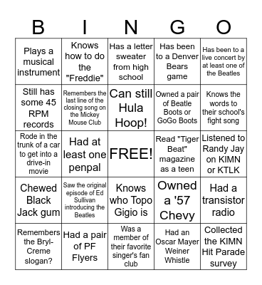 Beach Blanket BINGO Card