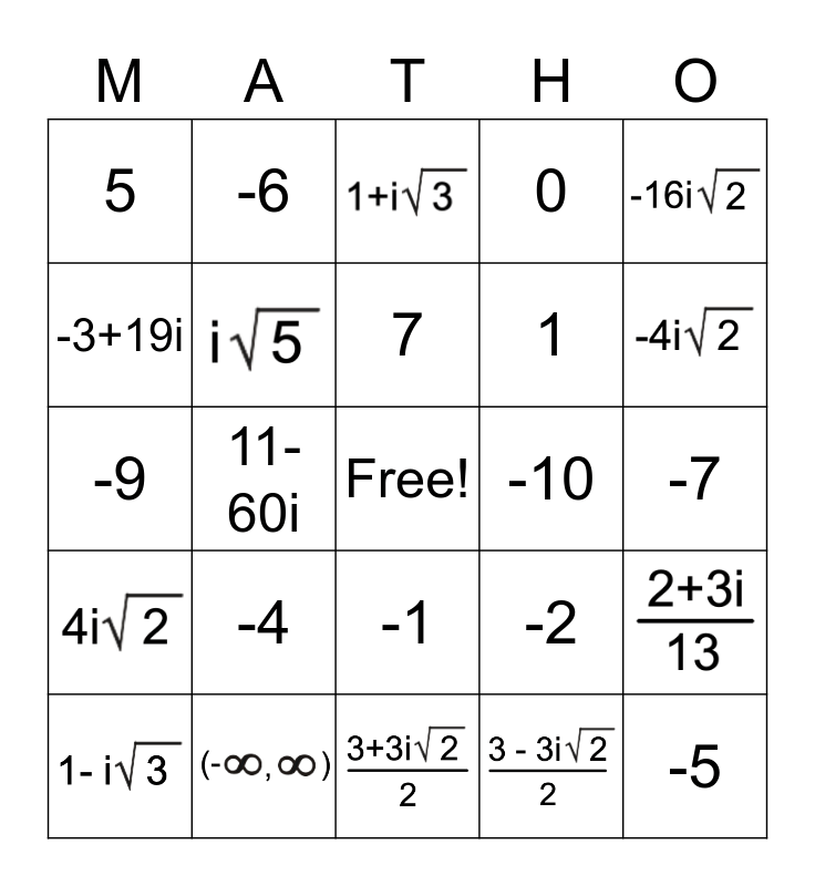 Chapter 5 Quiz Review Bingo Card