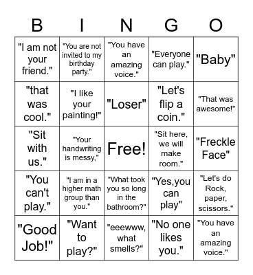 Kindness Bingo Card 1 Bingo Card