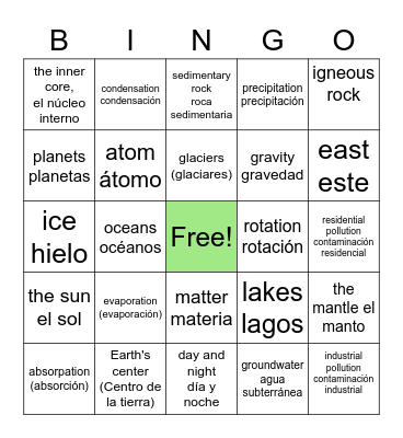 Science Bingo! ELL! Bingo Card