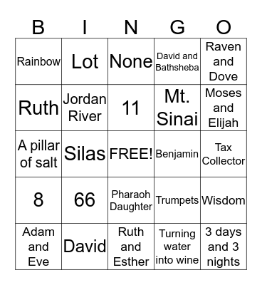 Trinity Lutheran Church Middle School Youth Group Bingo Card