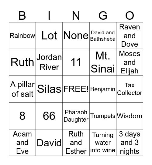 Trinity Lutheran Church Middle School Youth Group Bingo Card