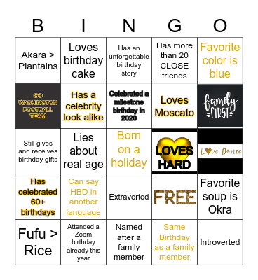 TUNGI'S BIRTHDAY BINGO! Bingo Card