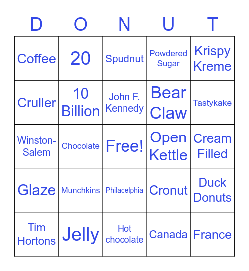 Donut Day Bingo Game 1 Bingo Card
